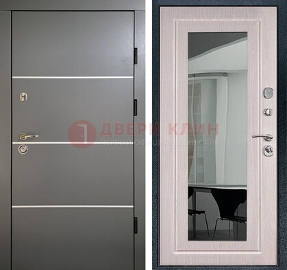Черная металлическая дверь с зеркалом ДЗ-12 в Электроуглях