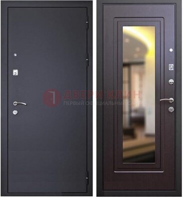 Черная железная дверь с зеркалом ДЗ-30 в Электроуглях