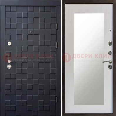 Черная стальная дверь МДФ и зеркалом ДЗ-50 в Электроуглях