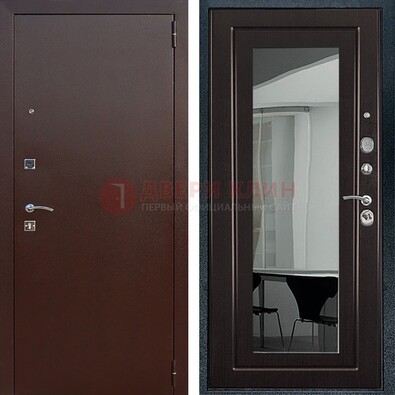 Металлическая дверь с порошковым напылением с МДФ и зеркалом ДЗ-61 в Электроуглях
