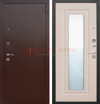 Входная дверь с порошковым покрытием филенчатой МДФ и зеркалом ДЗ-65 в Электроуглях
