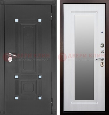 Стальная черная дверь МДФ с зеркалом ДЗ-76 в Электроуглях