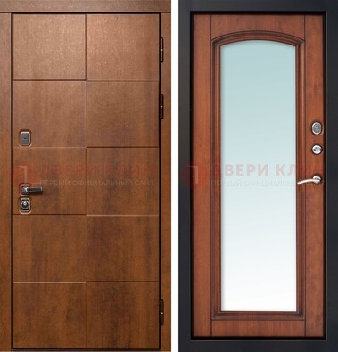 Белая филенчатая дверь с фрезерованной МДФ и зеркалом ДЗ-81 в Электроуглях