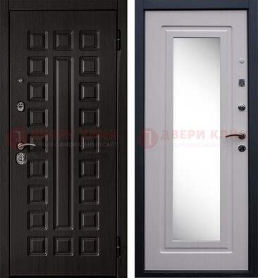 Черная филенчатая металлическая дверь МДФ с зеркалом ДЗ-83 в Электроуглях