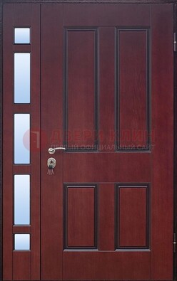 Красная входная полуторная дверь со стеклом ПЛ-10 в Электроуглях