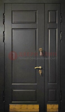 Черная полуторная железная дверь для частного дома ПЛ-2 в Электроуглях