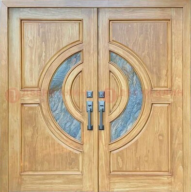 Двухстворчатая металлическая дверь с витражом ВЖ-11 в Электроуглях
